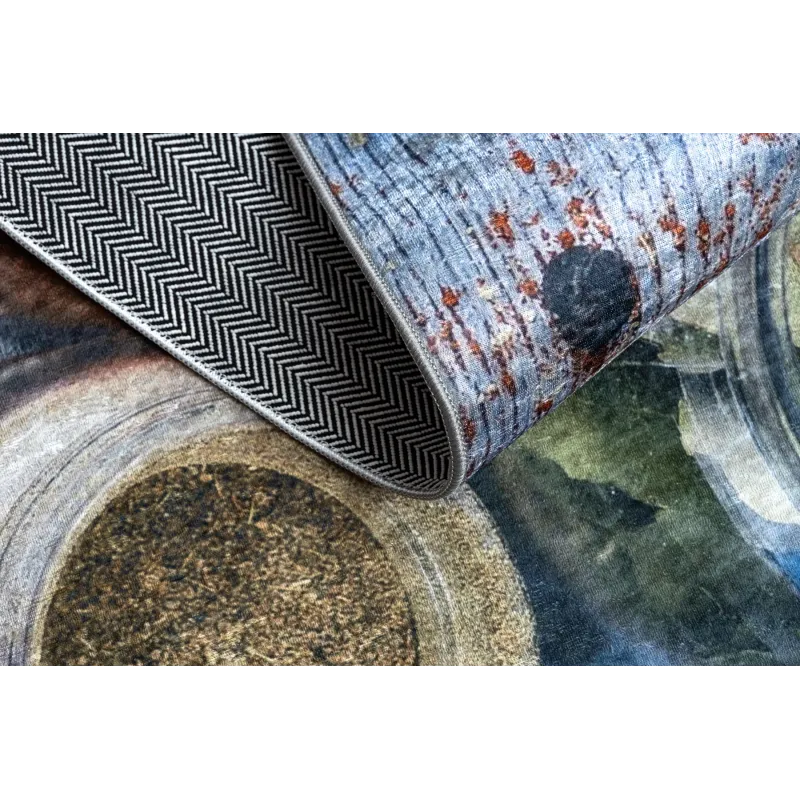 Waschbarer Teppich ANDRE 33550 Gewürze für die Küche, rutschfest - blau / grün