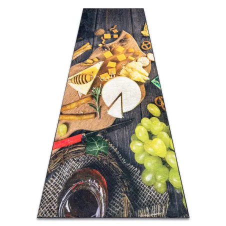 Waschbarer Teppich ANDRE 9009 Küchenschnittchen rutschfest - braun / gelb