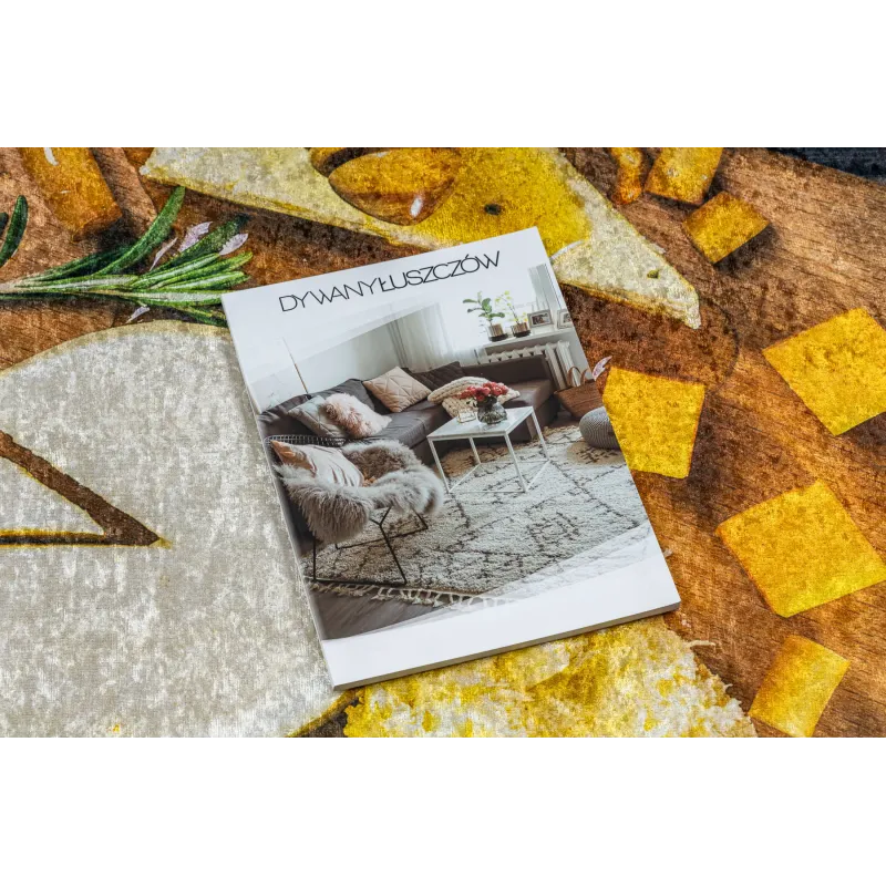Waschbarer Teppich ANDRE 9009 Küchenschnittchen rutschfest - braun / gelb