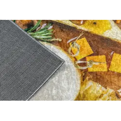 Waschbarer Teppich ANDRE 9009 Küchenschnittchen rutschfest - braun / gelb
