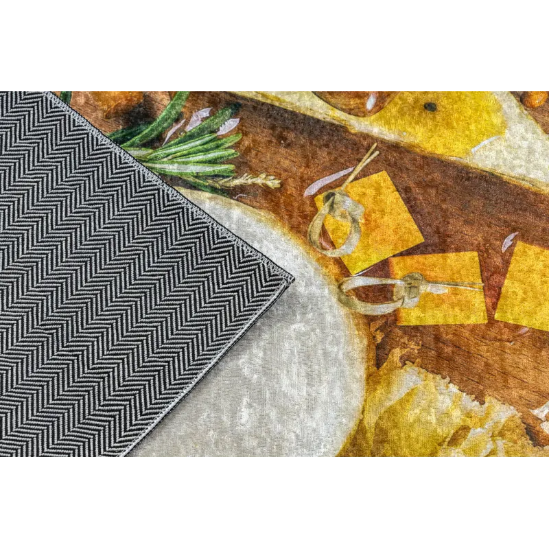 Waschbarer Teppich ANDRE 9009 Küchenschnittchen rutschfest - braun / gelb