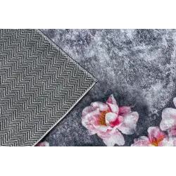Waschbarer Teppich ANDRE 28170 Blumen rutschfest - grau / rosa