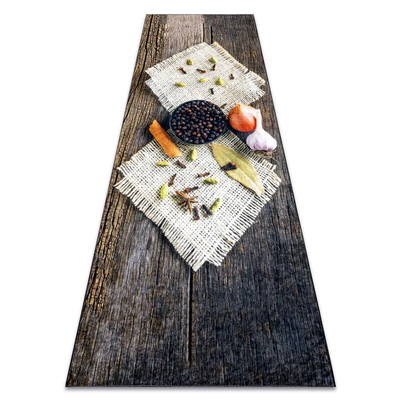 Waschbarer Teppich ANDRE 29040 Gewürze, für die Küche, rutschfest - braun / beige