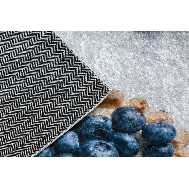 Waschbarer Teppich ANDRE 33570 Cupcakes, Kuchen für die Küche, rutschfest - silber / beige