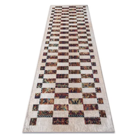 Waschbarer Teppich ANDRE 43780 Geometrisch rutschfest - beige / terrakotta