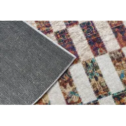Waschbarer Teppich ANDRE 43780 Geometrisch rutschfest - beige / terrakotta