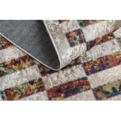 Waschbarer Teppich ANDRE 43780 Geometrisch rutschfest - beige / terrakotta