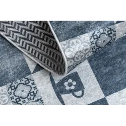 Waschbarer Teppich ANDRE 44211 Lissaboner Fliesen, für die Küche, rutschfest - grau / silber