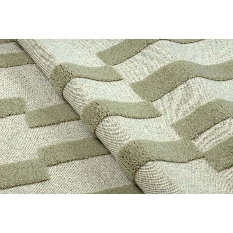 Teppich FLUX 461.109.SA400 Woll OSTA - Geometrisch, strukturell, Loft Beige / Grün