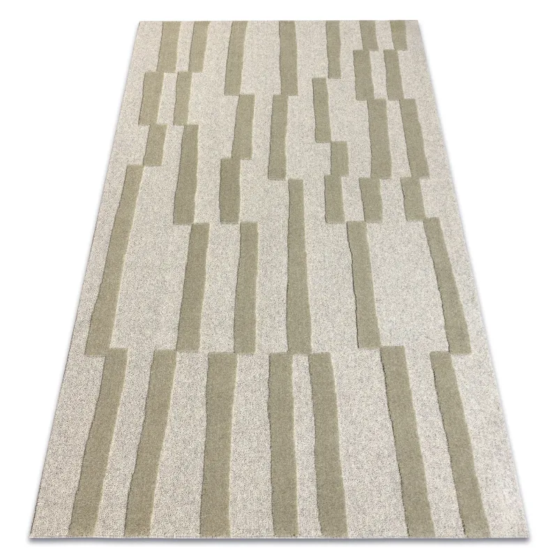 Teppich FLUX 461.109.SA401 Woll OSTA - Geometrisch, strukturell, Loft Grau / Grün