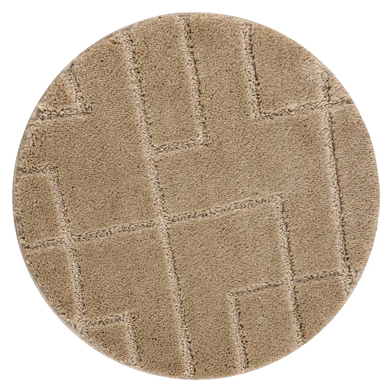 Badezimmerteppich SUPREME Kreis LINES Linien, rutschfest, weich - beige