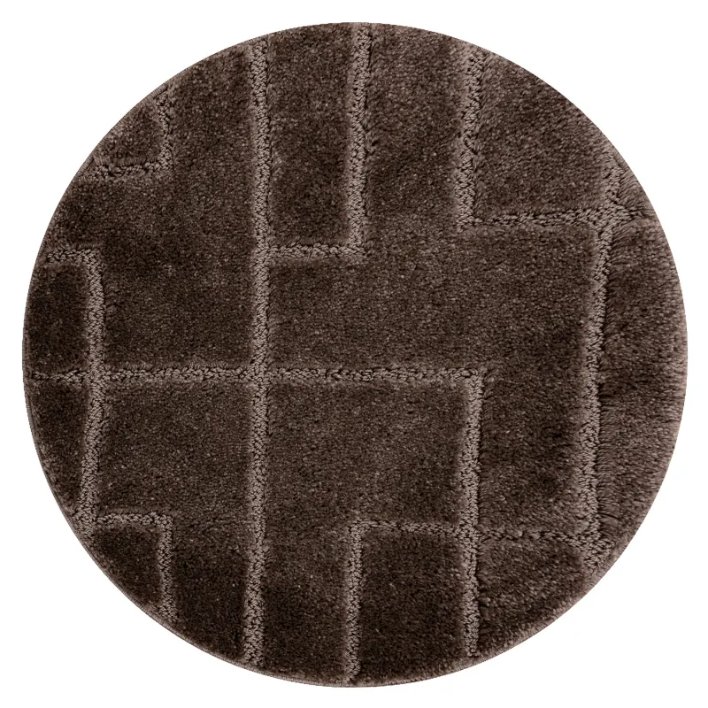 Badezimmerteppich SUPREME Kreis LINES Linien, rutschfest, weich - braun