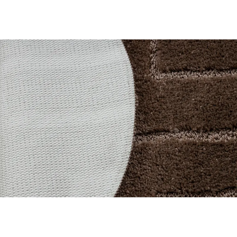 Badezimmerteppich SUPREME Kreis LINES Linien, rutschfest, weich - braun