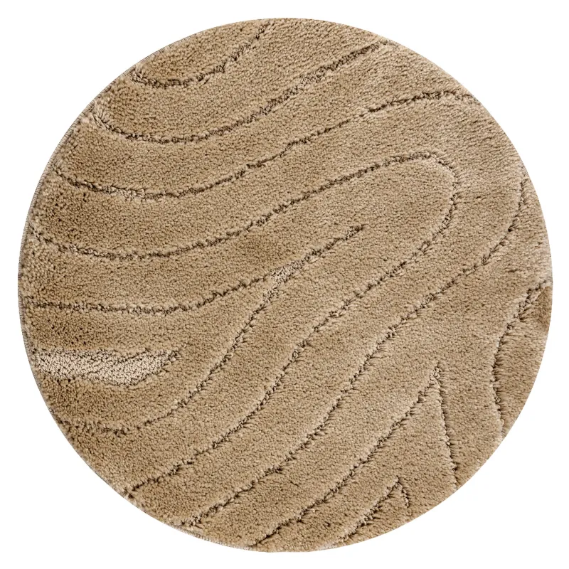 Badezimmerteppich SUPREME Kreis WAVES Wellen, rutschfest, weich - beige