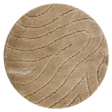 Badezimmerteppich SUPREME Kreis WAVES Wellen, rutschfest, weich - beige