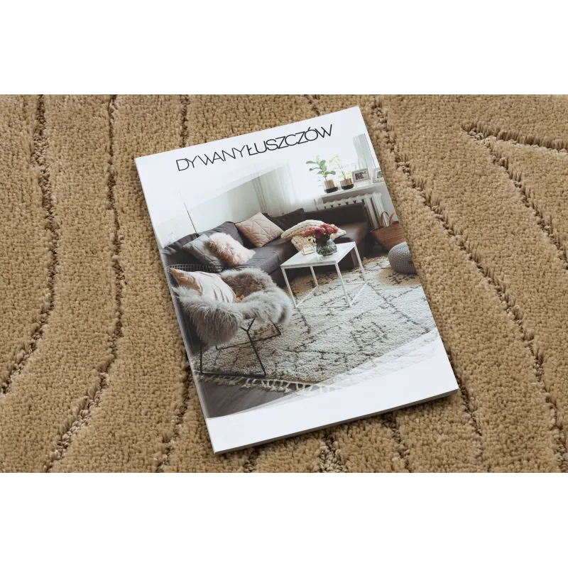 Badezimmerteppich SUPREME Kreis WAVES Wellen, rutschfest, weich - beige