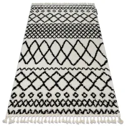 Teppich PROMO BERBER SAFI Weiß / Schwarz Berberfransen Marokkanisch Shaggy