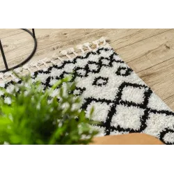 Teppich PROMO BERBER SAFI N9040 Weiß / Schwarz Berberfransen Marokkanisch Shaggy