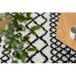 Teppich PROMO BERBER SAFI N9040 Weiß / Schwarz Berberfransen Marokkanisch Shaggy