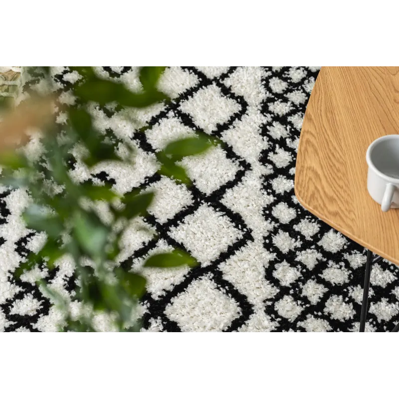 Teppich PROMO BERBER SAFI N9040 Weiß / Schwarz Berberfransen Marokkanisch Shaggy