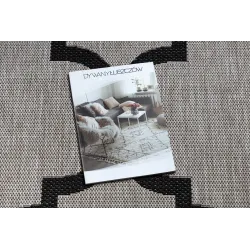 KORDELTEPPICH SISAL FLOORLUX 20608, marokkanisches Kleeblatt, Gitter Silber / Schwarz - 2. WAHL