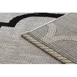 KORDELTEPPICH SISAL FLOORLUX 20608, marokkanisches Kleeblatt, Gitter Silber / Schwarz - 2. WAHL