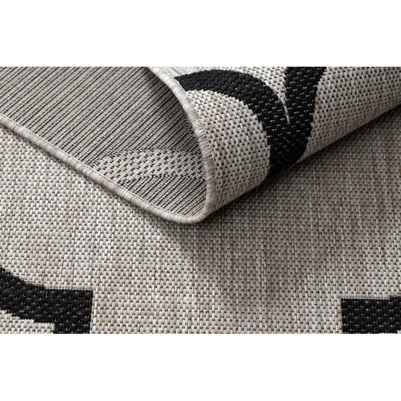 KORDELTEPPICH SISAL FLOORLUX 20608, marokkanisches Kleeblatt, Gitter Silber / Schwarz - 2. WAHL