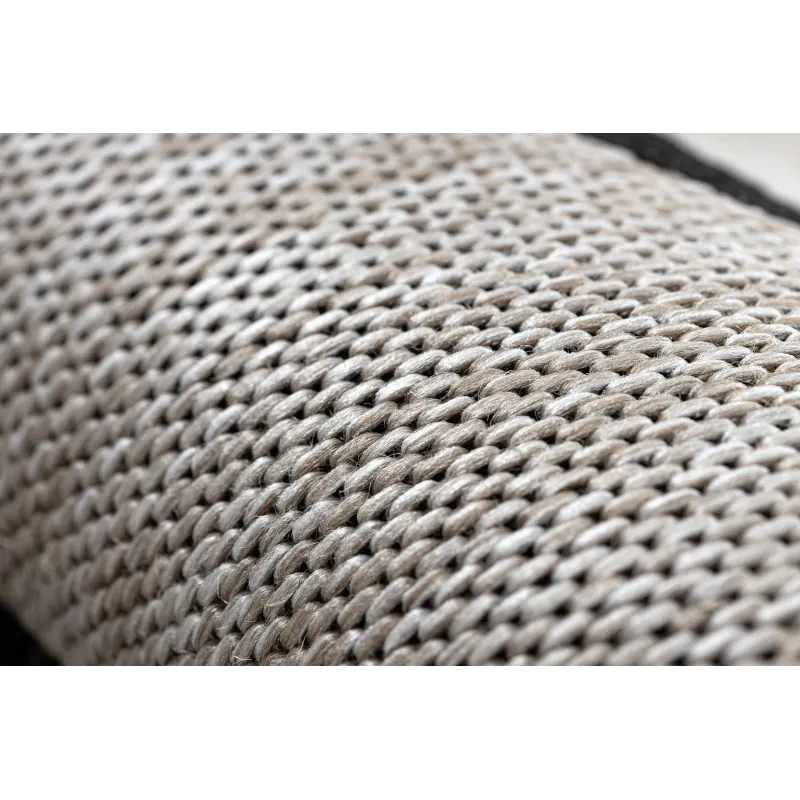KORDELTEPPICH SISAL FLOORLUX 20608, marokkanisches Kleeblatt, Gitter Silber / Schwarz - 2. WAHL