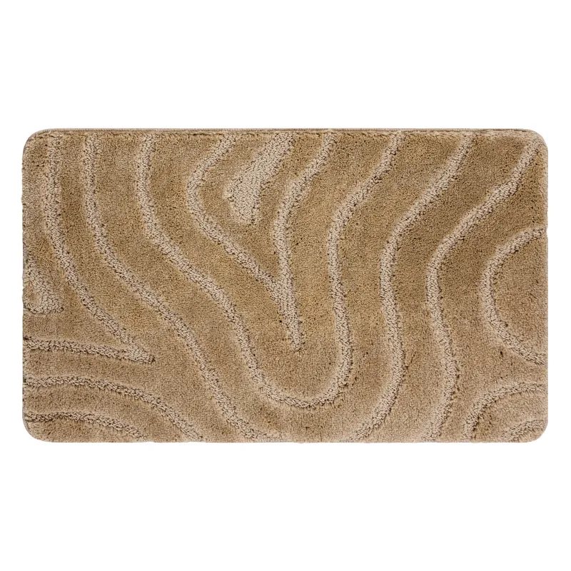 Badezimmerteppich SUPREME WAVES Wellen, rutschfest, weich - beige