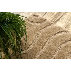 Badezimmerteppich SUPREME WAVES Wellen, rutschfest, weich - beige