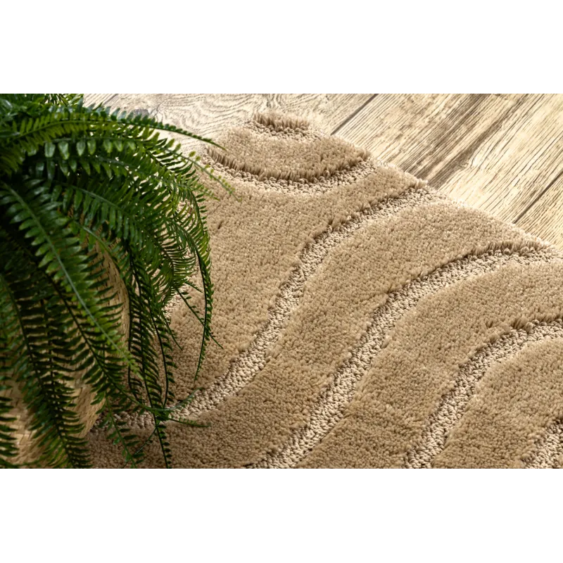 Badezimmerteppich SUPREME WAVES Wellen, rutschfest, weich - beige