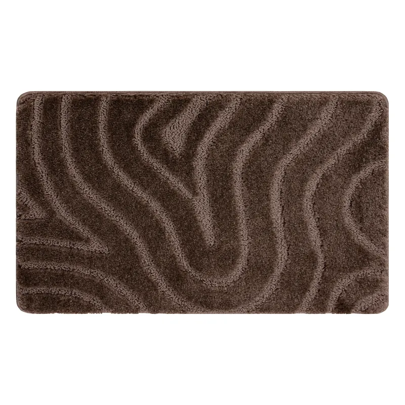 Badezimmerteppich SUPREME WAVES Wellen, rutschfest, weich - braun