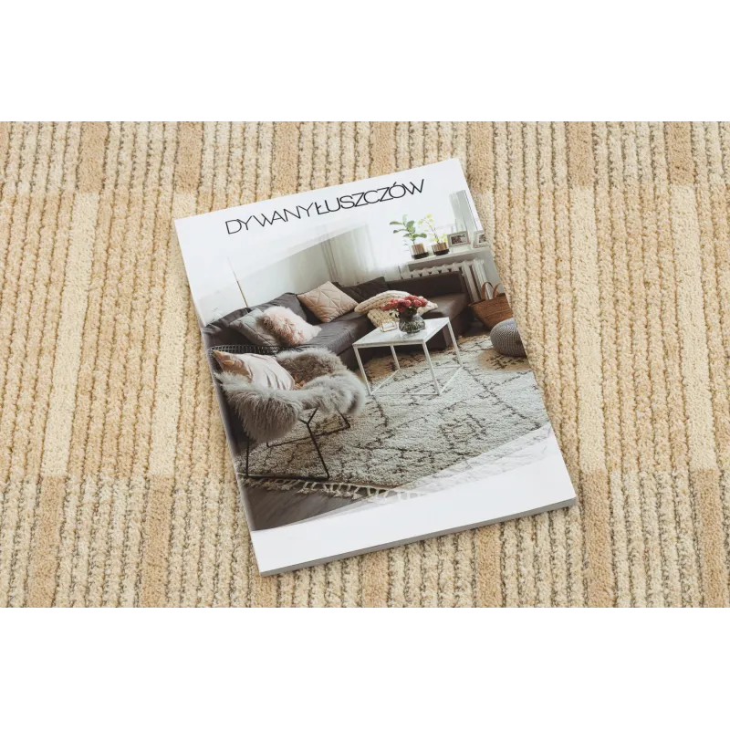 Teppich FLUX 461.124.SA110 Wolle OSTA - Geometrisch, strukturiert, Loft Beige / Creme