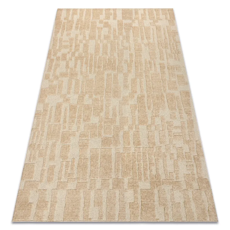 Teppich FLUX 461.133.SA132 Wolle OSTA - Geometrisch, strukturiert, Loft Creme / Beige
