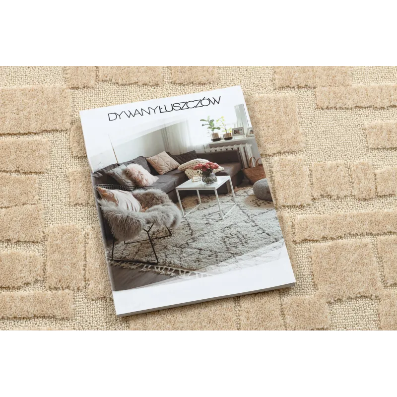 Teppich FLUX 461.133.SA132 Wolle OSTA - Geometrisch, strukturiert, Loft Creme / Beige