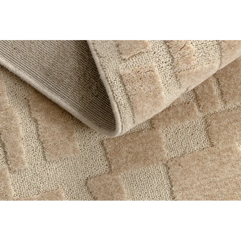 Teppich FLUX 461.133.SA132 Wolle OSTA - Geometrisch, strukturiert, Loft Creme / Beige