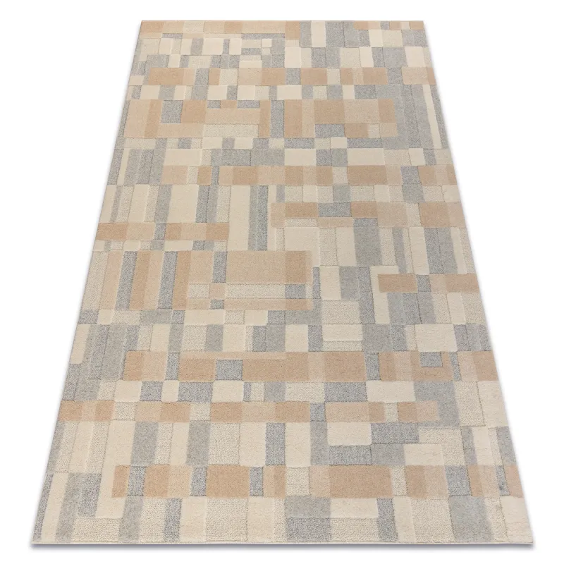 Teppich FLUX 461.117.SA130 Wolle OSTA - Geometrisch, strukturell, Loft beige / grau