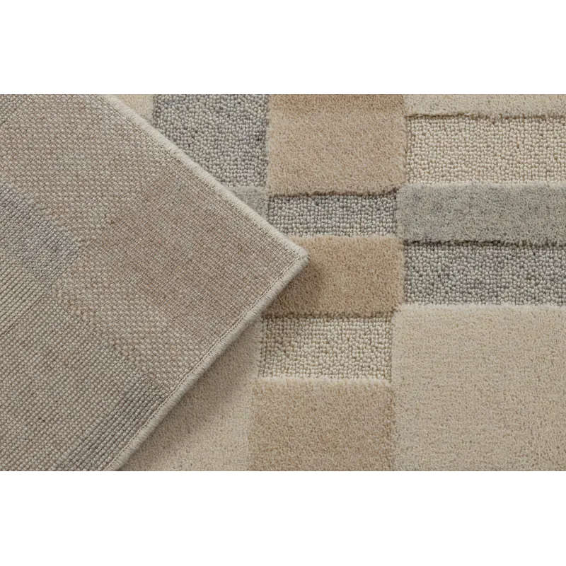 Teppich FLUX 461.117.SA130 Wolle OSTA - Geometrisch, strukturell, Loft beige / grau