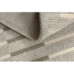 Teppich FLUX 461.124.SA400 Wollmischung OSTA - Geometrisch, strukturiert, Loftstil grau / grün