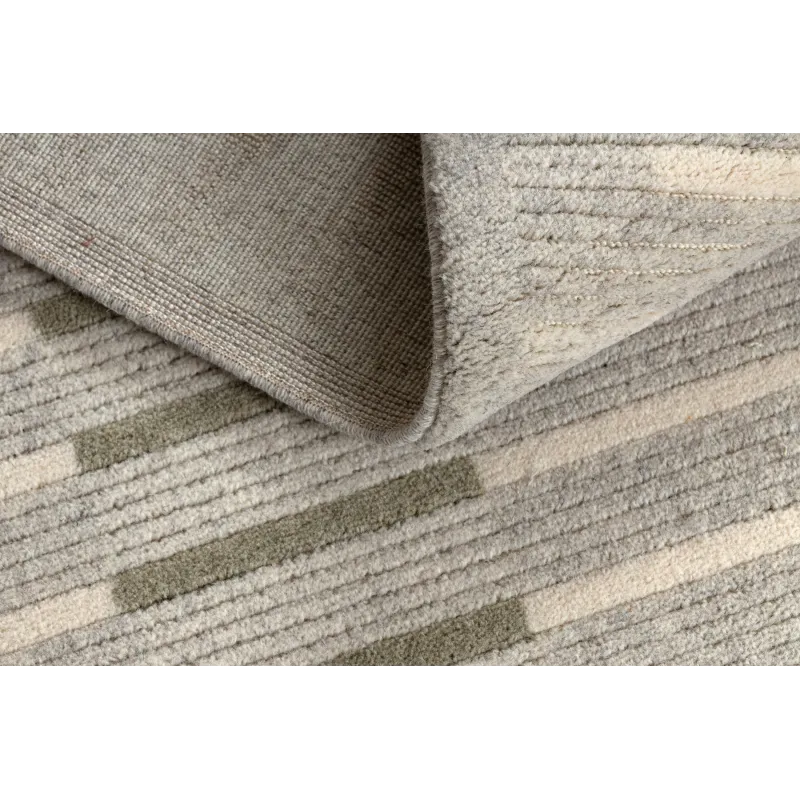 Teppich FLUX 461.124.SA400 Wollmischung OSTA - Geometrisch, strukturiert, Loftstil grau / grün