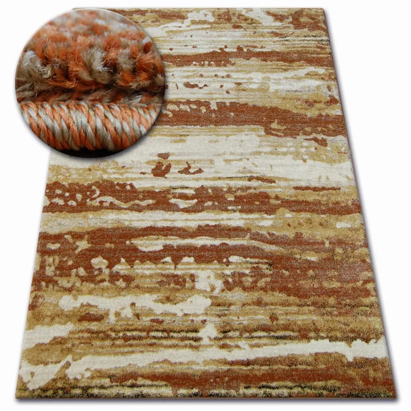 Teppich SHADOW 9368 in Gold und Rost, moderner Teppich für jeden Raum