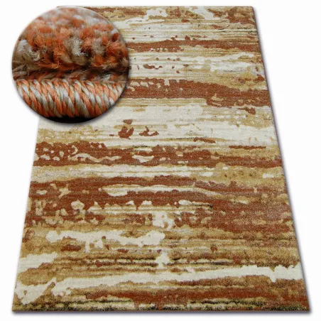 Teppich SHADOW 9368 in Gold und Rost, moderner Teppich für jeden Raum