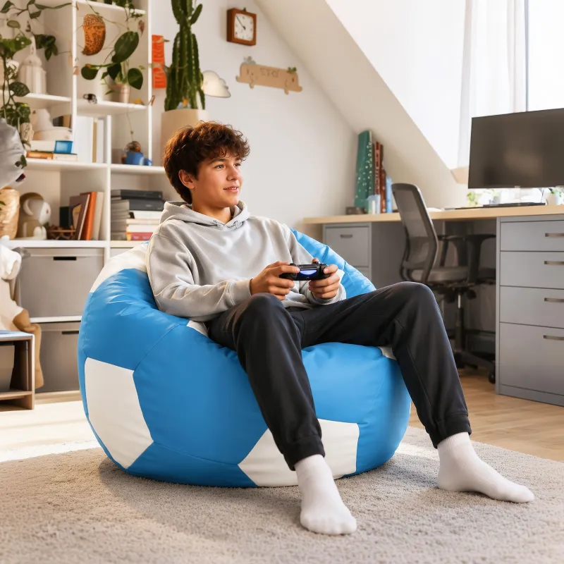 Fußball Sitzsack Sessel XL für Kinder - Kunstleder