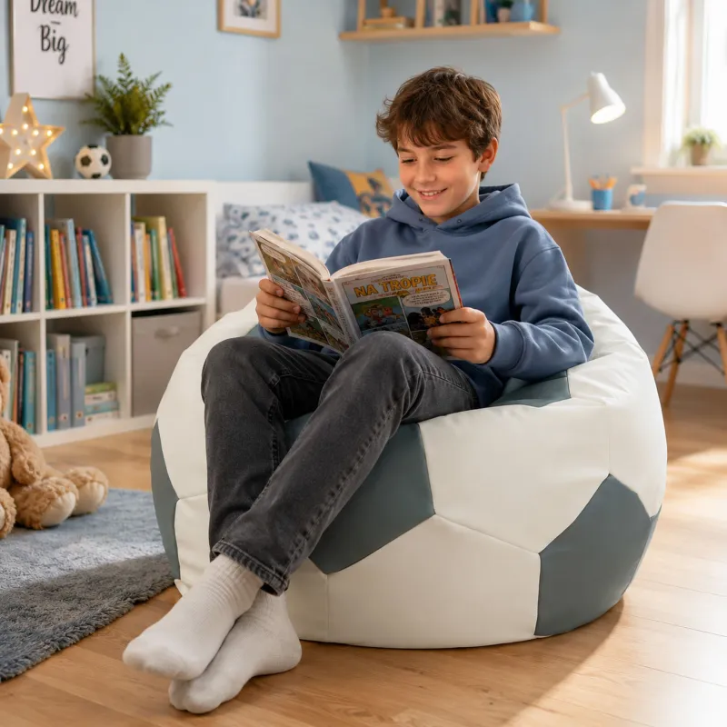 Fußball Sitzsack Sessel XL für Kinder - Kunstleder