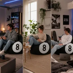 Sitzsack Billardkugel 8 - 8-Ball Bean Bag aus Kunstleder