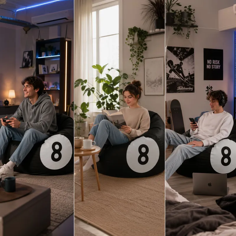 Sitzsack Billardkugel 8 - 8-Ball Bean Bag aus Kunstleder