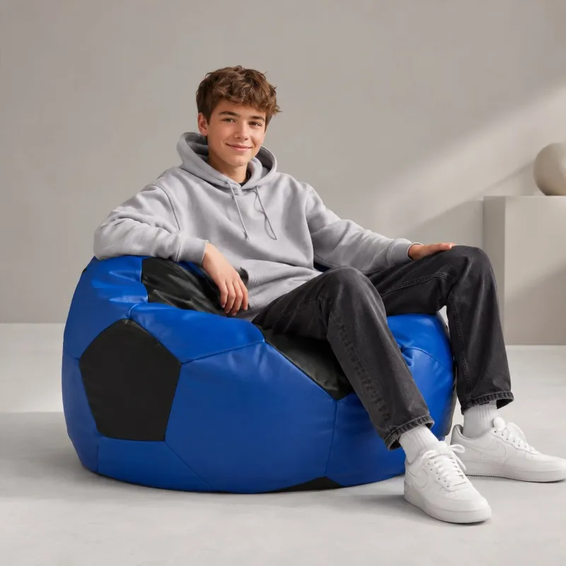 Fußball Sitzsack Sessel XL für Kinder - Kunstleder