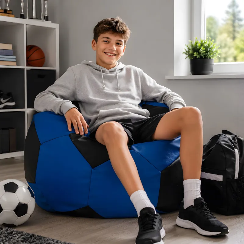 Fußball Sitzsack Sessel XL für Kinder - Kunstleder