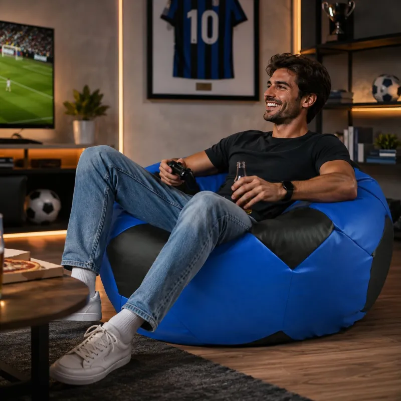 Pouf Sessel Fußball XXL - Kunstleder, Premium