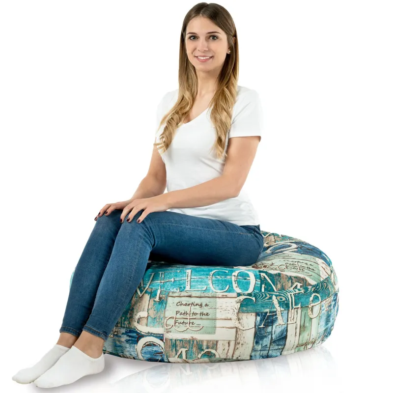 Bodenkissen Rund Monaco 90 cm Print-Stoff | Italpouf